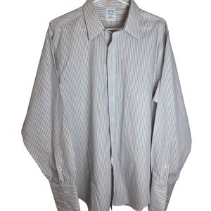 Brooks Brothers Slim Fit Dress Shirt French Cuff Striped Non Iron‎ Mens L